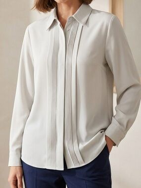 Vintage Pleated Front Blouse - Pale Mint